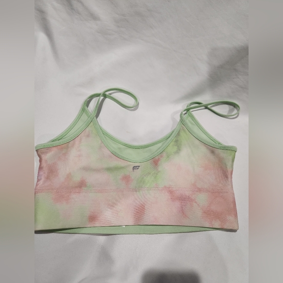 Fabletics Green and Pink Tie-Dye Activewear Set. Leggings NWT, bralette Like New - Picture 3 of 7